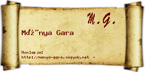 Mánya Gara névjegykártya